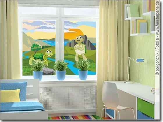 Fensterbild für Kinder mit zwei Schildkröten