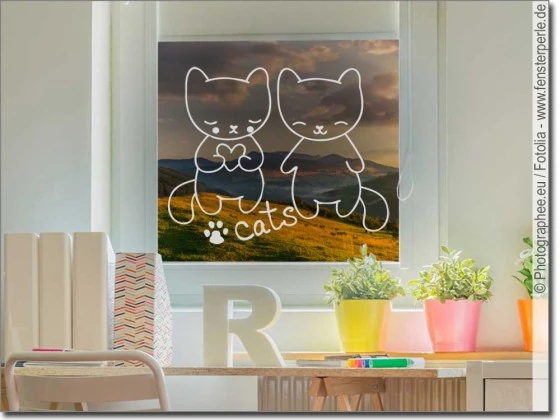 Fenstertattoo Cats - Glassticker fürs Kinderzimmer mit Katzen
