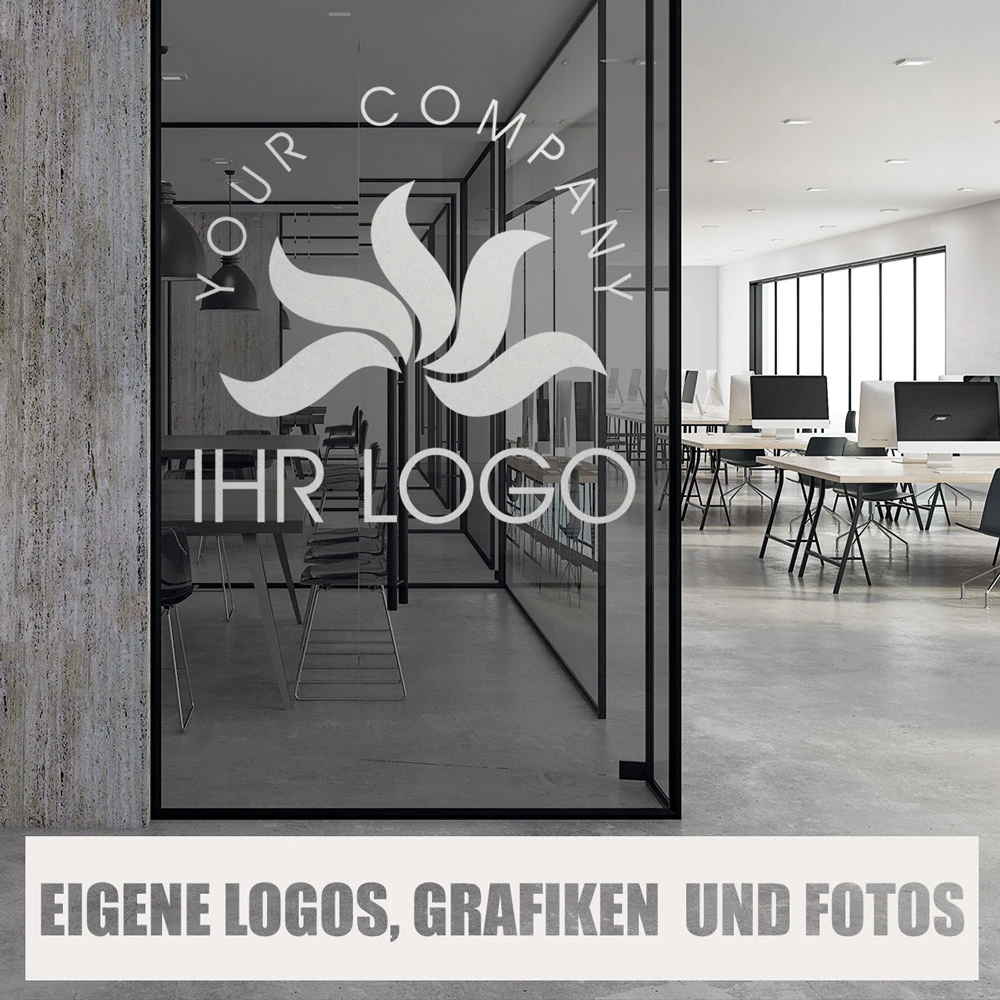 Klebefolien für Glas mit eigenen Logos, Grafiken und Fotos