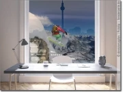 Preview: Transparente Fensterfolie mit Foto Skifahren