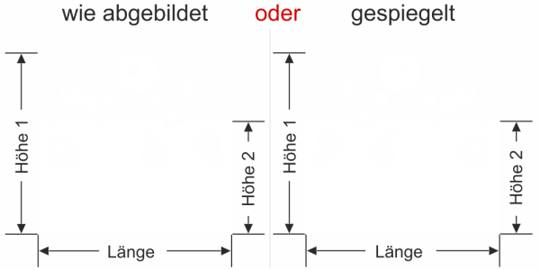 Preview: Glasfolie Wasserblasen - Ansicht Ausrichtung mit Farbauswahl und Anleitung zur Größenberechnung - Vorschlag 1