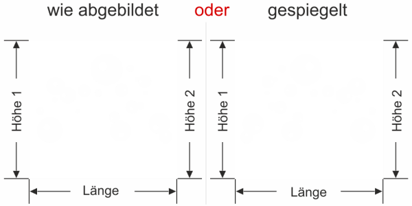 Preview: Glasfolie Wasserblasen - Ansicht Ausrichtung mit Farbauswahl und Anleitung zur Größenberechnung - Vorschlag 2