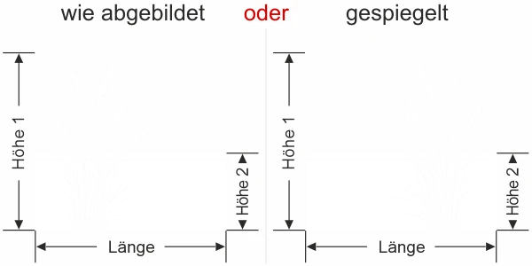 Fensterfolie Schlankes Ziergrasmotiv -  Ansicht Ausrichtung mit Farbauswahl und Anleitung zur Größenberechnung - Vorschlag 1