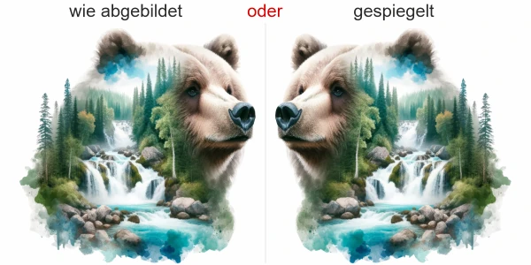 Glasaufkleber Bär mit Wald und Wasserfällen