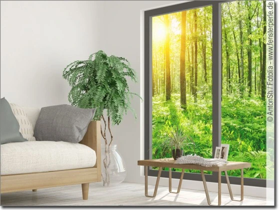 selbstklebendes Fensterbild mit Sommerwald