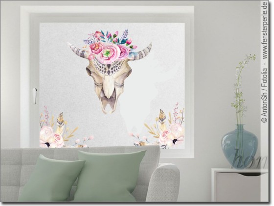 Preview: Bedruckte Fensterfolie Dekorativer Tierschädel