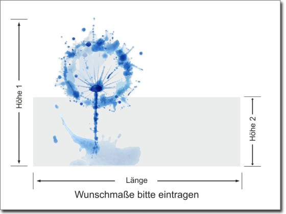 Preview: Sichtschutz Milchglasfolie Pusteblume - Ansicht Erklärung Wunschmaße bei teilweisem Sichtschutz