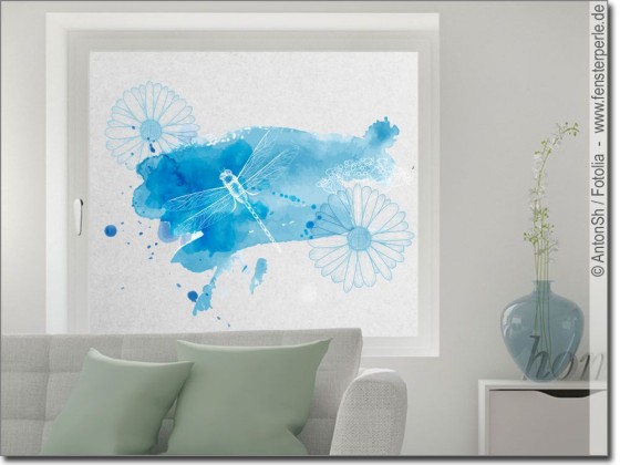 Preview: Sichtschutz Milchglasfolie Libelle - Beispiel bei vollem Sichtschutz