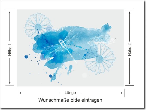Preview: Sichtschutz Milchglasfolie Libelle - Ansicht Erklärung Wunschmaße bei vollem Sichtschutz