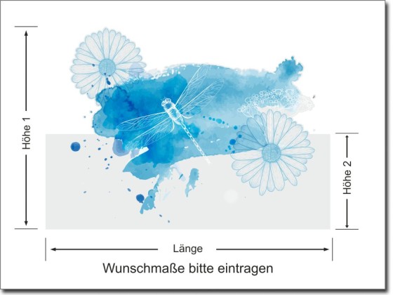 Preview: Sichtschutz Milchglasfolie Libelle - Ansicht Erklärung Wunschmaße bei teilweisem Sichtschutz