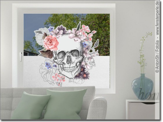 Preview: Sichtschutz Milchglasfolie Totenkopf Preview: Sichtschutz Milchglasfolie Totenkopf