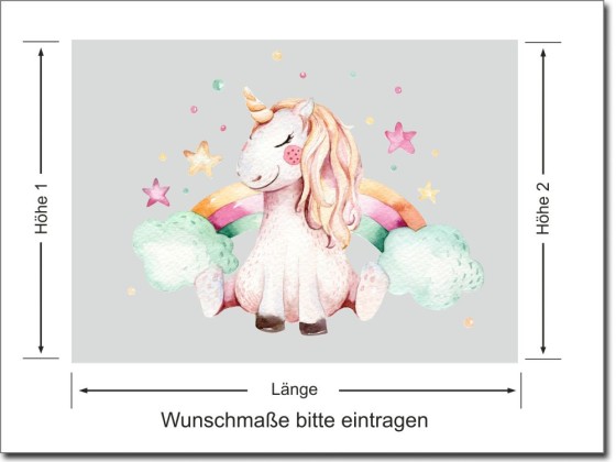 Preview: Fensterfolie Einhorn - Ansicht Erklärung Wunschmaße bei vollem Sichtschutz