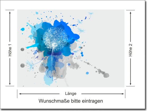 Preview: Sichtschutz Milchglasfolie Pusteblume mit Klecks - Ansicht Erklärung Wunschmaße bei vollem Sichtschutz