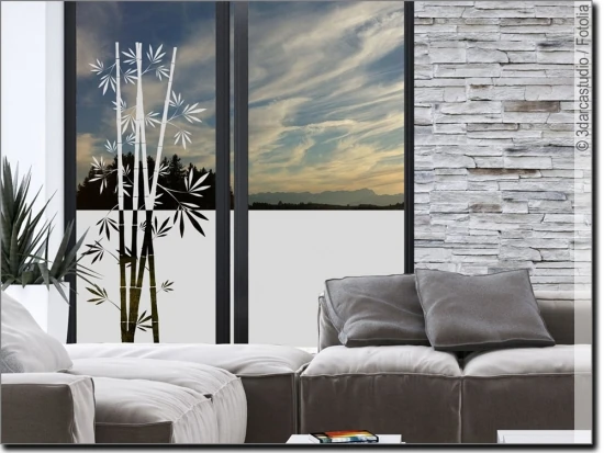 Lichtdurchlässige und blickdichte Fensterfolie mit Bambus Motiv