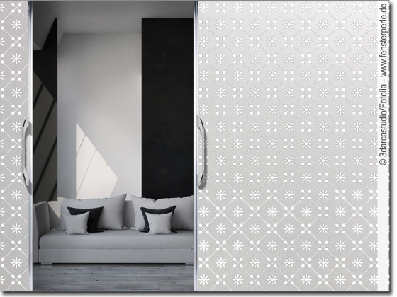 Preview: Blickdichte Milchglasfolie Musselin Optik 5 cm - bedruckt