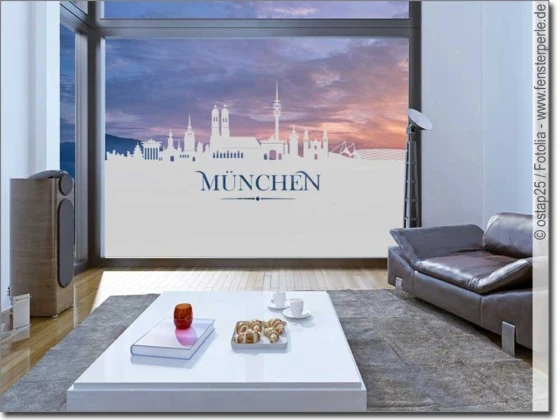 milchige Glasfolie Sichtschutz Skyline München