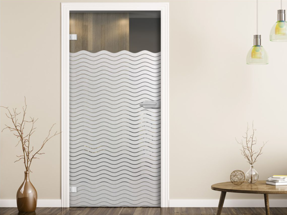 Preview: Sichtschutzfolie mit dekorativen Streifen auf Zimmertür