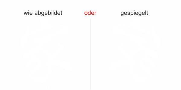 Preview: Fensteraufkleber mit chinesischem Zeichen Familie - Ansicht Ausrichtung mit Farbauswahl