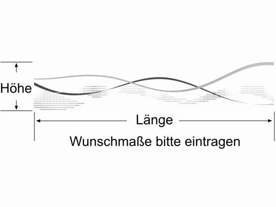 Durchlaufschutz für Glas mit Wellendesign - Ansicht Größeninformation und Farbauswahl