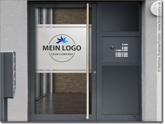 Preview: Glasdekorfolie Eigenes Logo als Digitaldruck zwei Streifen Preview: Glasdekorfolie Eigenes Logo als Digitaldruck zwei Streifen