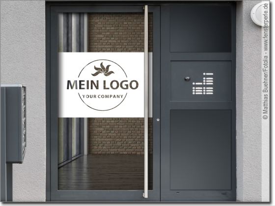 Preview: Eigenes Logo als Sichtschutzfolie Preview: Eigenes Logo als Sichtschutzfolie auf Eingangstür - Ansicht Farbauswahl