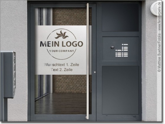 Preview: Eigenes Logo als Sichtschutzfolie mit Wunschtext Preview: Eigenes Logo als Sichtschutzfolie mit Wunschtext