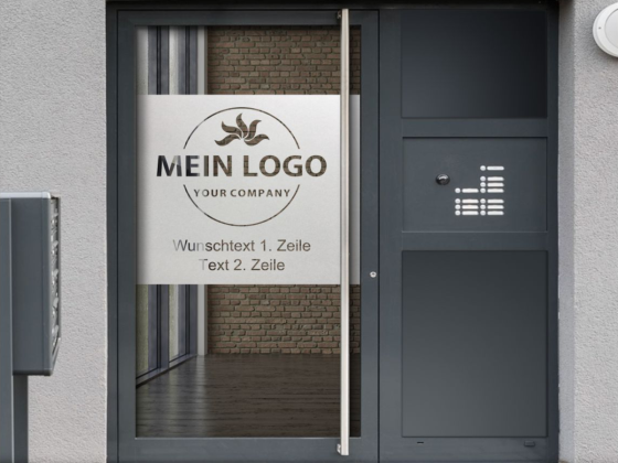 Preview: Eigenes Logo als Sichtschutzfolie mit Wunschtext