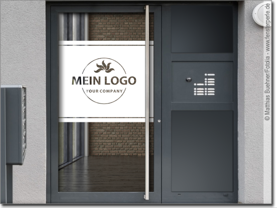 Preview: Eigenes Logo als Sichtschutzfolie mit zwei Streifen auf Eingangstür - Ansicht Farbauswahl
