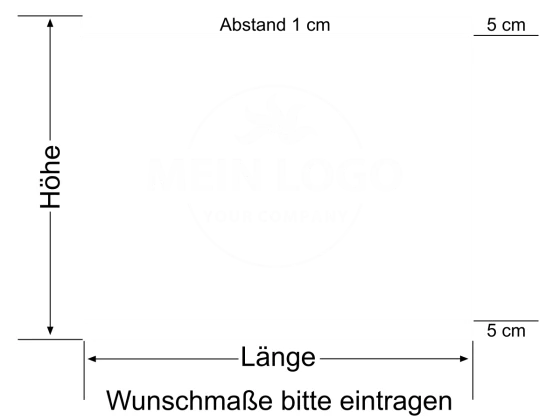 Eigenes Logo als Sichtschutzfolie mit zwei Streifen - Ansicht Beispielbild mit Farbauswahl