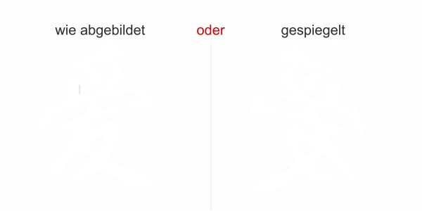 Fensteraufkleber chinesisches Zeichen Liebe - Ansicht Farbauswahl