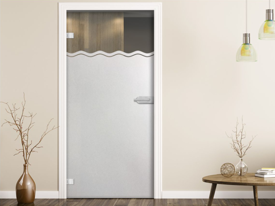 Preview: Blickdichte Klebefolie mit Streifen auf Zimmertür