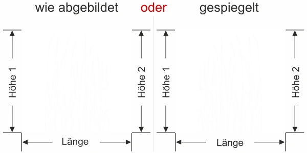Fenster Sichtschutzfolie Wiesengras - Ansicht Ausrichtung mit Farbauswahl und Anleitung zur Größenberechnung - Vorschlag 2