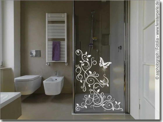 Fensteraufkleber Blätterornament- Glastattoo Schmetterlingsornament