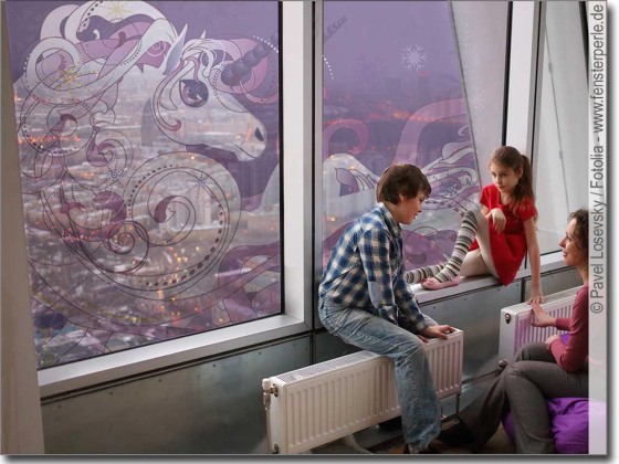 Preview: Fensterbild Folie Einhorn