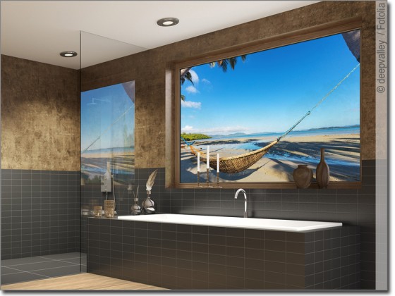 Preview: Fensterbild Hängematte am Strand Preview: Fensterbild Hängematte am Strand