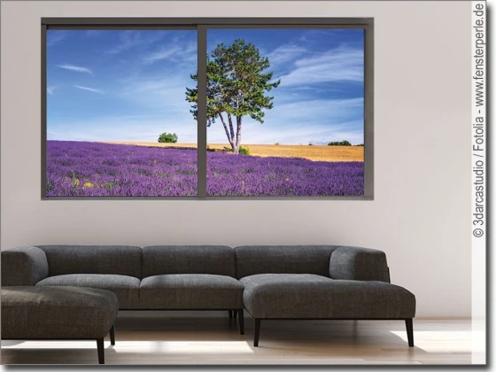 Glasbild-Lavendelfeld-Provence