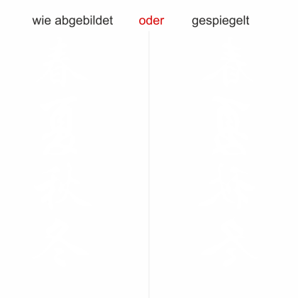 Preview: Glas Sticker chinesische Jahreszeiten - Ansicht Ausrichtung mit Farbauswahl