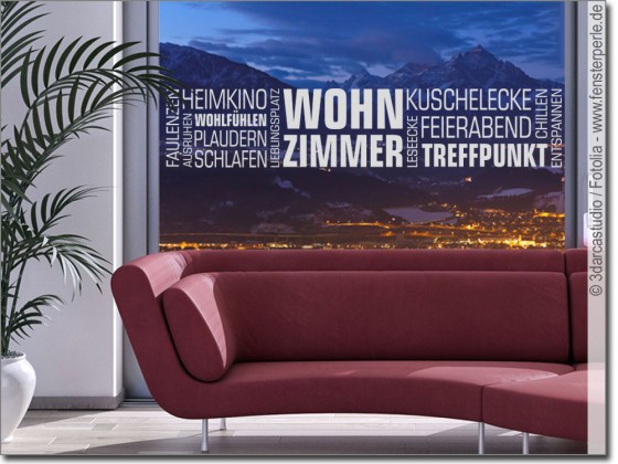 Preview: Fensterdeko Wortwolke Wohnzimmer