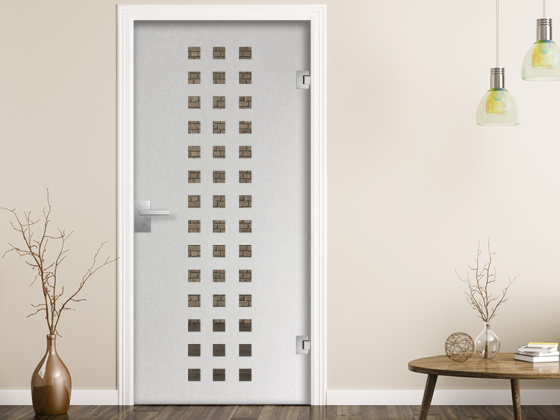 Preview: Fensterfolie anbringen Geschäft Quadrate auf Zimmertür