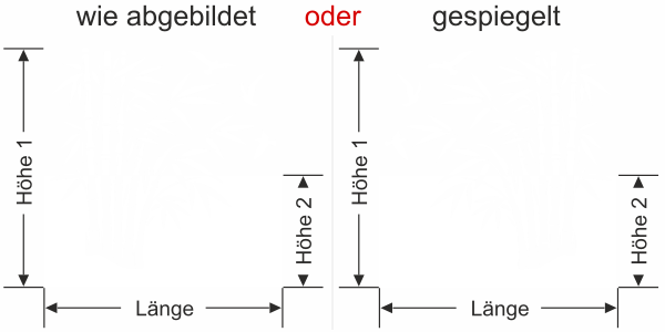 Fensterfolie Bambus und Vögel - Ansicht Ausrichtung mit Farbauswahl und Anleitung zur Größenberechnung - Vorschlag 1