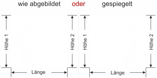 Fensterfolie Bambus und Vögel - Ansicht Ausrichtung mit Farbauswahl und Anleitung zur Größenberechnung - Vorschlag 2