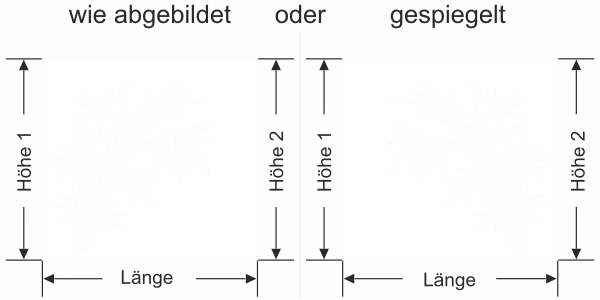 Fensterfolie Bambuszweig im Wind - Ansicht Ausrichtung mit Farbauswahl und Anleitung zur Größenberechnung - Vorschlag 2