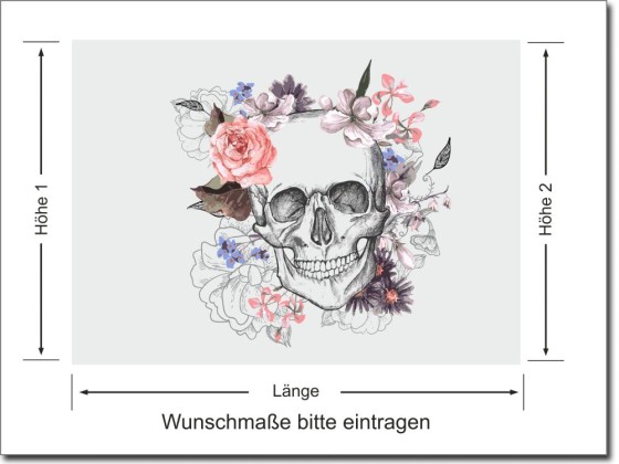 Preview: Sichtschutz Milchglasfolie Totenkopf - Ansicht Erklärung Wunschmaße bei vollem Sichtschutz