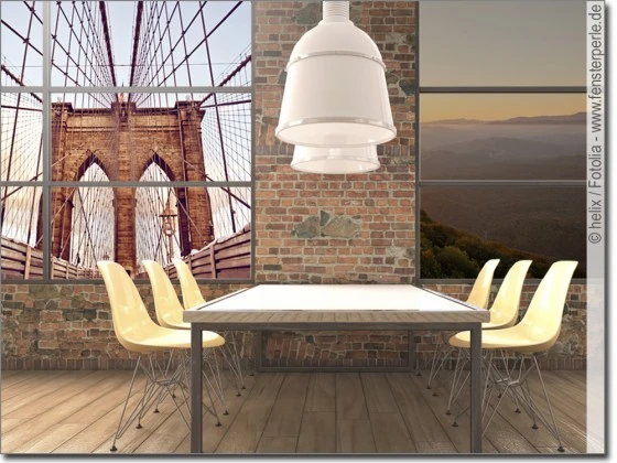 Glasdruck mit Brooklyn Bridge in Manhattan