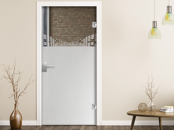 Preview: Fensterfolie mit Quadraten Fluchtpunktperspektive auf Zimmertür