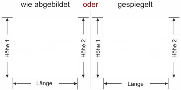 Fußpflege Schaufenster - Ansicht Ausrichtung mit Farbauswahl Vorschlag 2