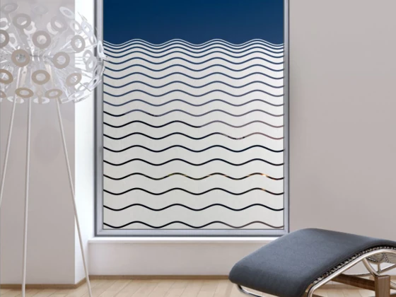 Fensterfolie mit Wellenlinien nach Maß
