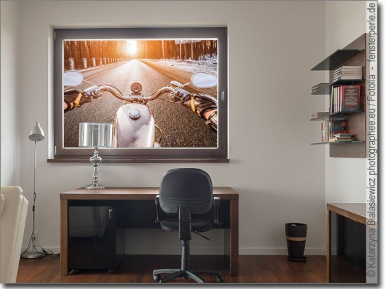 Preview: Fotofolie Motorrad im Sonnenuntergang