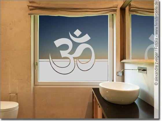 Fensterfolie für den Yoga-Raum mit Om Zeichen