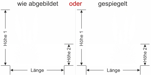 Fensterfolie Pampasgras mit Zierwedel - Ansicht Ausrichtung mit Farbauswahl und Anleitung zur Größenberechnung - Vorschlag 1